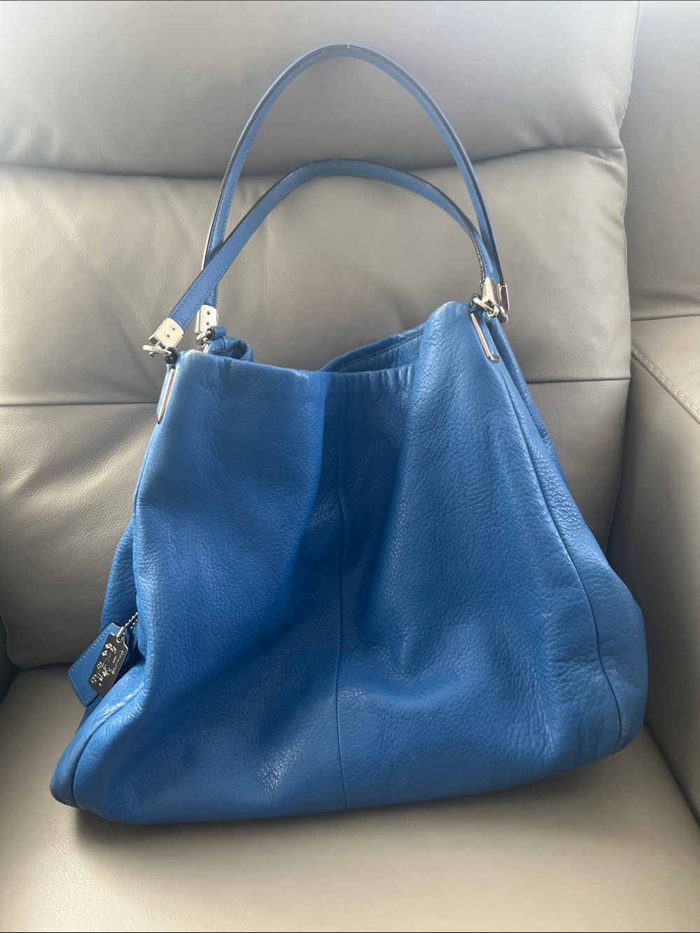 Coach Madison Phoebe Royal Blue Leather Shoulder Tote